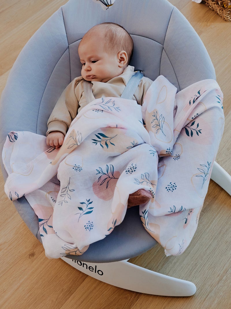 3 x Langes coton bébé en bambou naturel LIONELO - 70x70 cm - Antibactériens Blanc Rose Gris - Kiabi