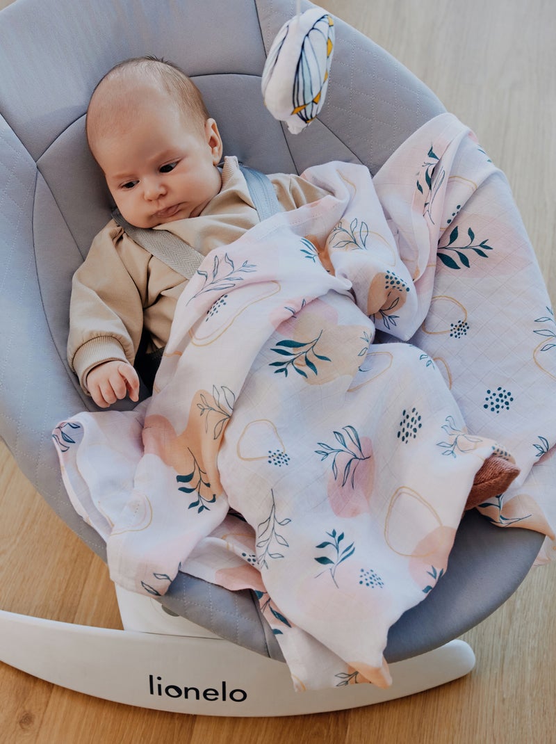 3 x Langes coton bébé en bambou naturel LIONELO - 70x70 cm - Antibactériens Blanc Rose Gris - Kiabi