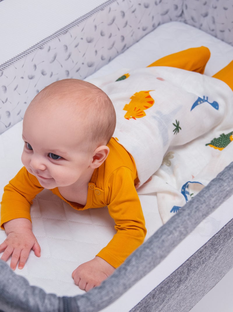 3 x Langes coton bébé en bambou naturel LIONELO - 70x70 cm - Antibactériens Blanc/Jaune/Vert - Kiabi