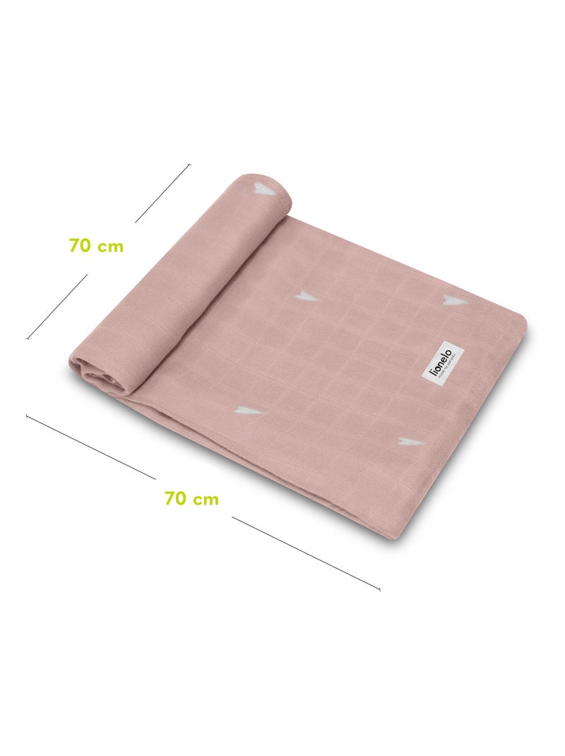 3 x Langes coton bébé en bambou naturel LIONELO - 70x70 cm - Antibactériens Gris Rose Blanc - Kiabi