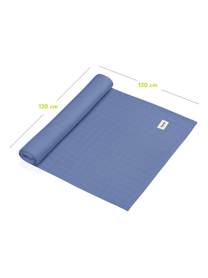 3 x natuurlijke bamboe katoenen babydoeken LIONELO – 120 x 120 cm Blauw - Kiabi