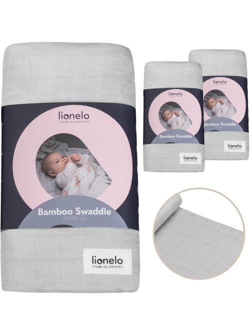 3 x natuurlijke bamboe katoenen babydoeken LIONELO – 120 x 120 cm - Kiabi
