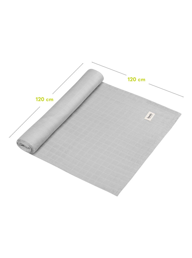 3 x natuurlijke bamboe katoenen babydoeken LIONELO – 120 x 120 cm Grijs - Kiabi