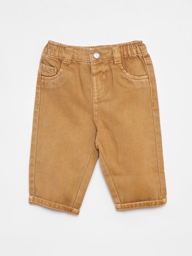 3/4-broek van twill met paperbagtaille Biege - Kiabi