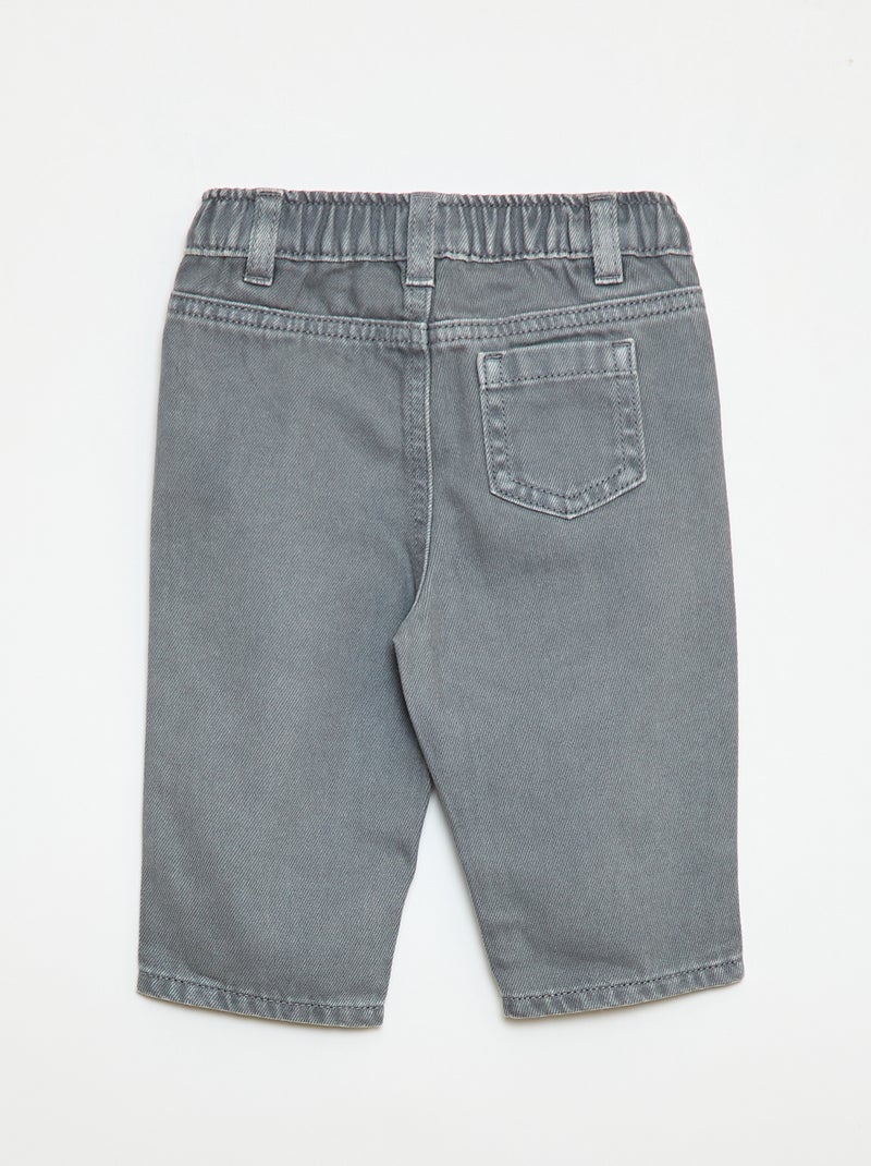 3/4-broek van twill met paperbagtaille Grijs - Kiabi