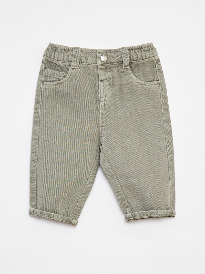 3/4-broek van twill met paperbagtaille Groen - Kiabi