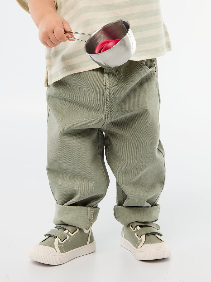 3/4-broek van twill met paperbagtaille Groen - Kiabi