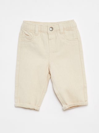 3/4-broek van twill met paperbagtaille