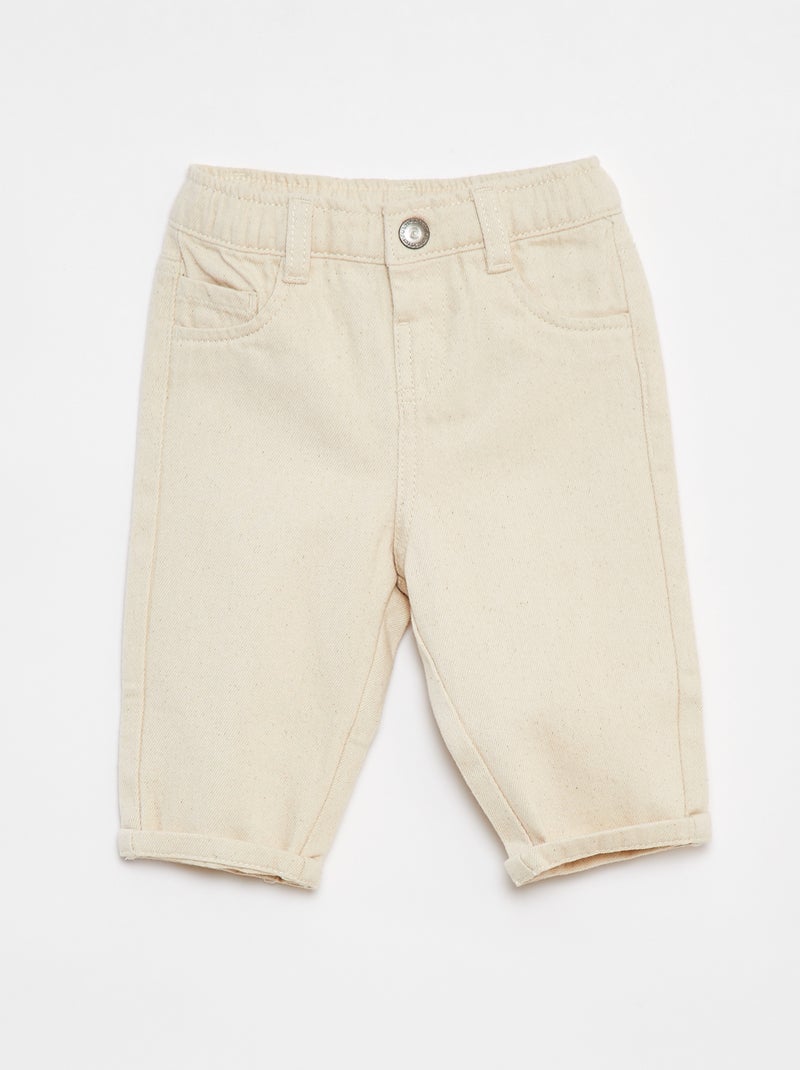 3/4-broek van twill met paperbagtaille Wit - Kiabi