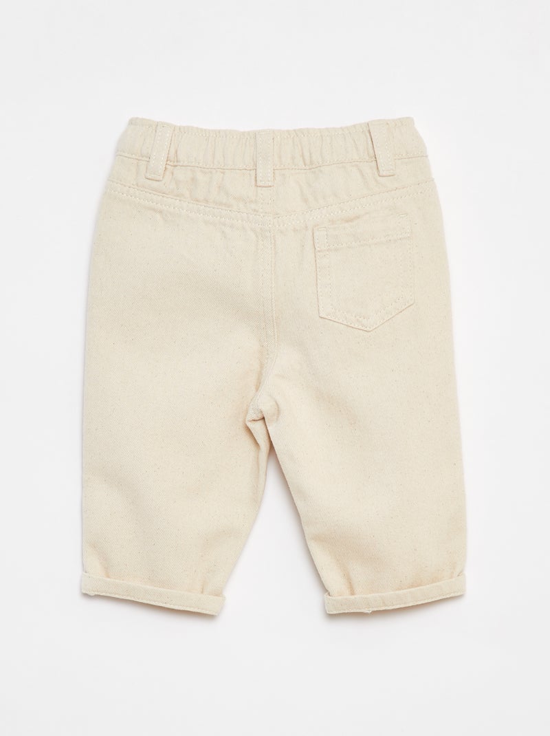 3/4-broek van twill met paperbagtaille Wit - Kiabi