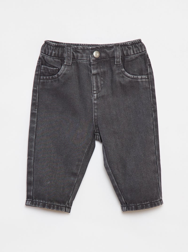 3/4-broek van twill met paperbagtaille Zwart - Kiabi