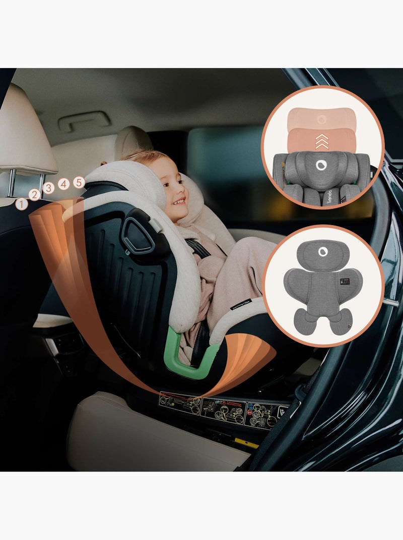 360° Autostoel LIONELO Harmony i-Size - ISOFIX - 60% bamboe - 40-150cm - Groep 0+/1/2/3 Grijs - Kiabi