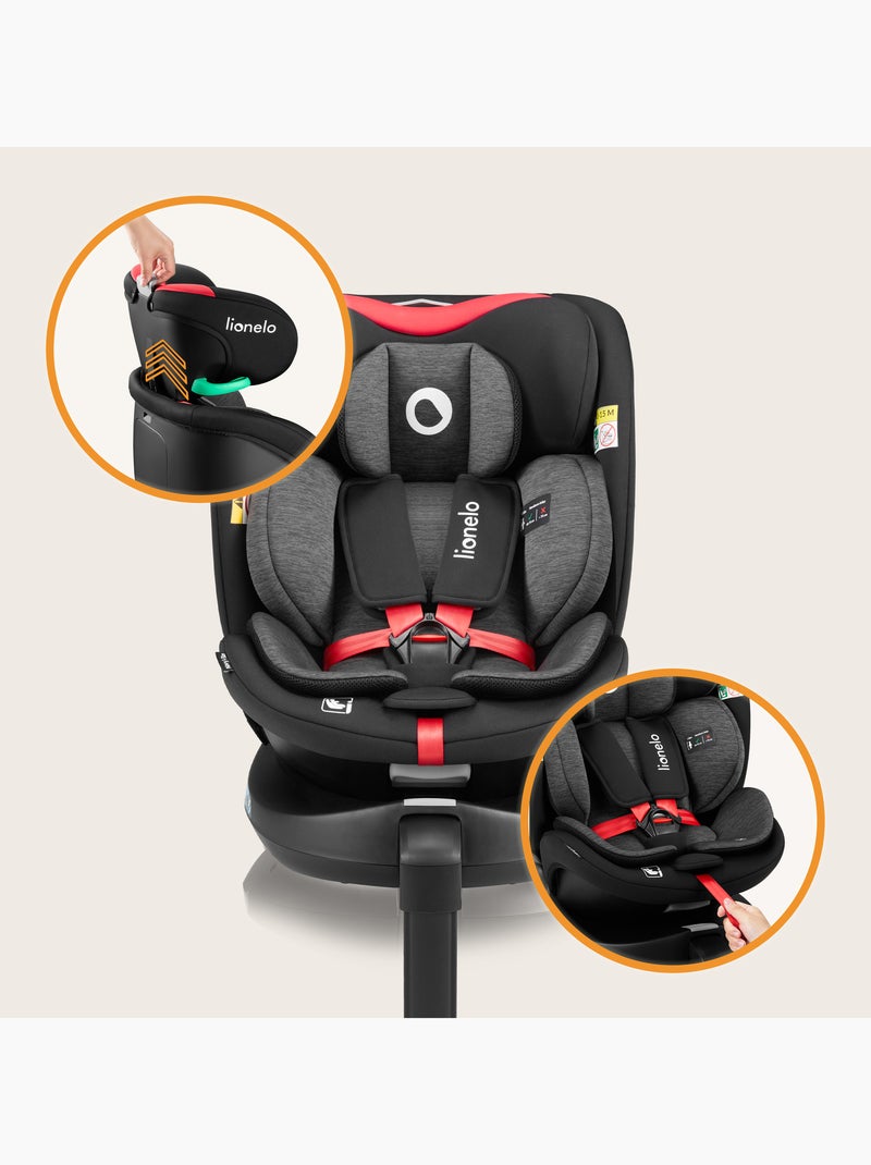 360° Autostoel LIONELO Navy i-Size - ISOFIX - Kuipventilatie - 40-150 cm - 0+/1/2/3 Zwart Rood - Kiabi