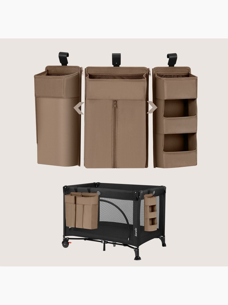 3x LIONELO Sidepocket Hangende Bedorganizer - Voor Luiers - Opbergmandje Beige - Kiabi