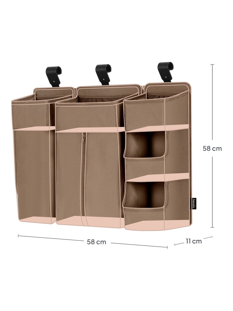 3x LIONELO Sidepocket Hangende Bedorganizer - Voor Luiers - Opbergmandje Beige - Kiabi