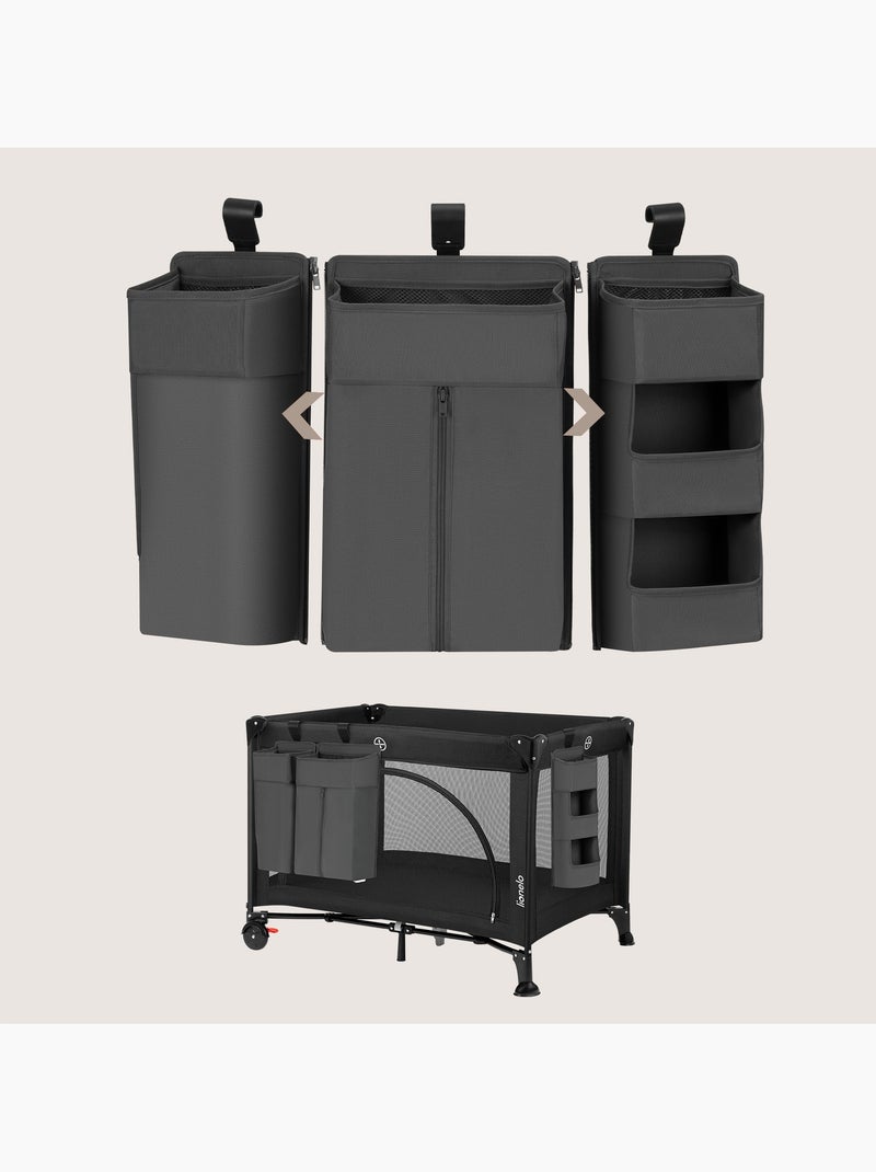 3x LIONELO Sidepocket Hangende Bedorganizer - Voor Luiers - Opbergmandje Grijs - Kiabi