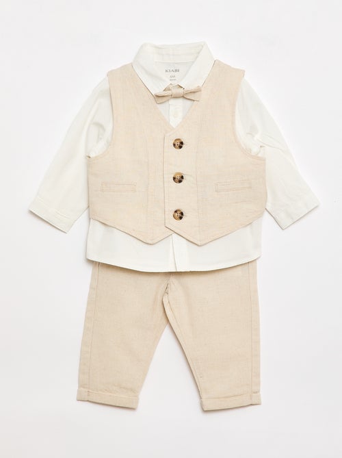 4-delige ceremoniële set van katoen en linnen - Kiabi