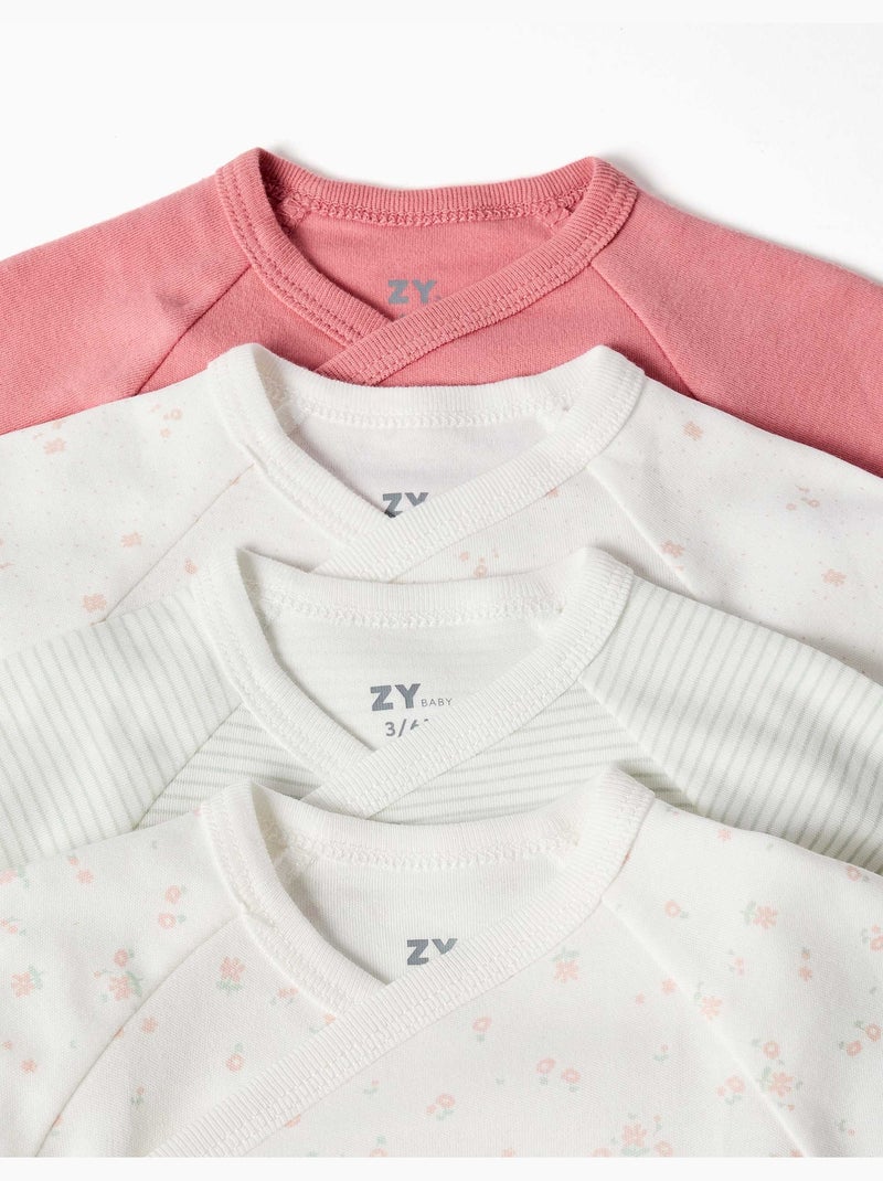 4 Effen/bedrukte overslagrompertjes Multicolor - Kiabi