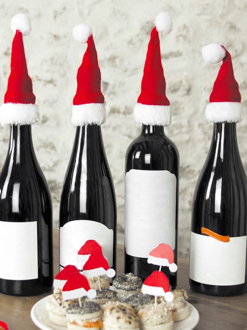 4 flessenhouders in kerstthema ROOD - Kiabi