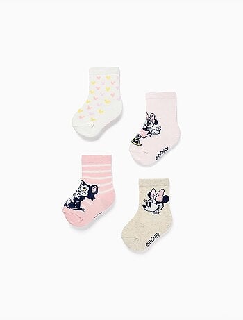 4 paires de chaussettes avec imprimés minnie et figaro