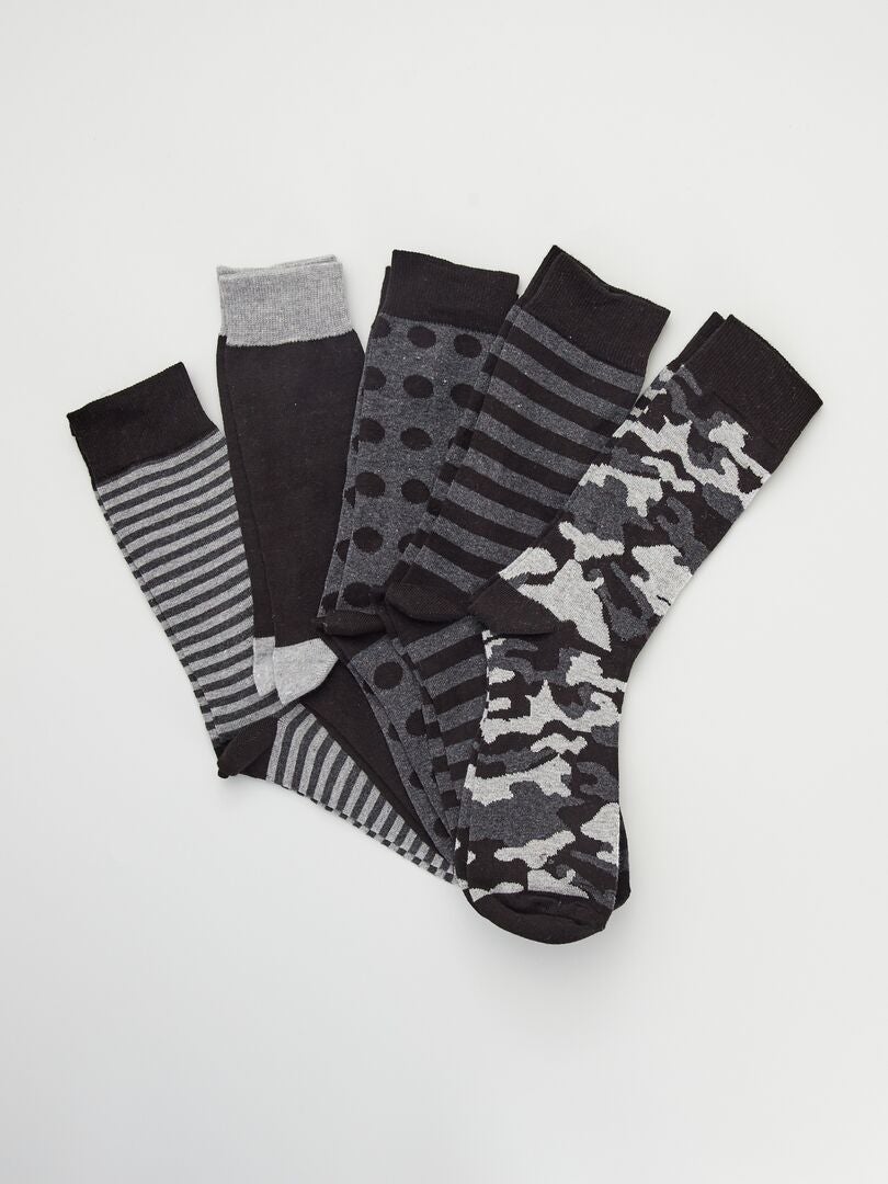 5 paar sokken met print zwart - Kiabi