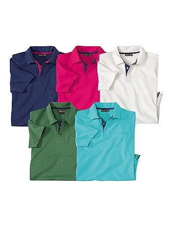 5-pack effen poloshirts - ATLAS FOR MEN
