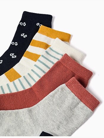 5 paires de chaussettes avec détails contrastés