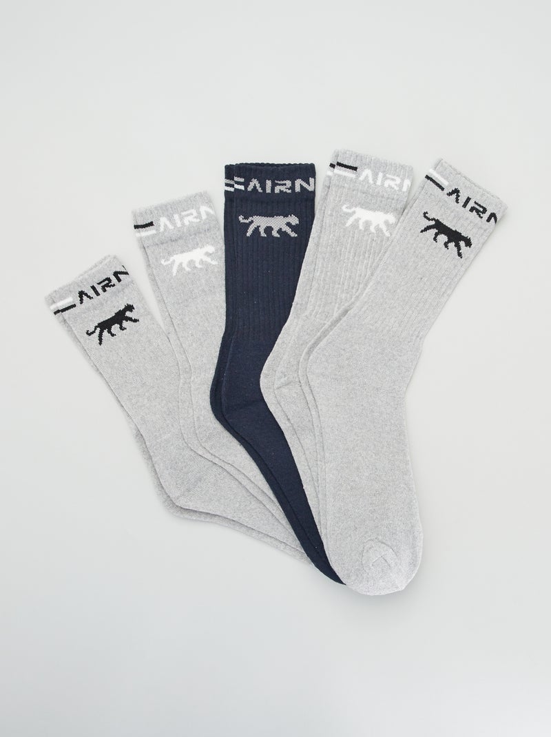 5 paires de chaussettes hautes 'Airness' Gris - Kiabi