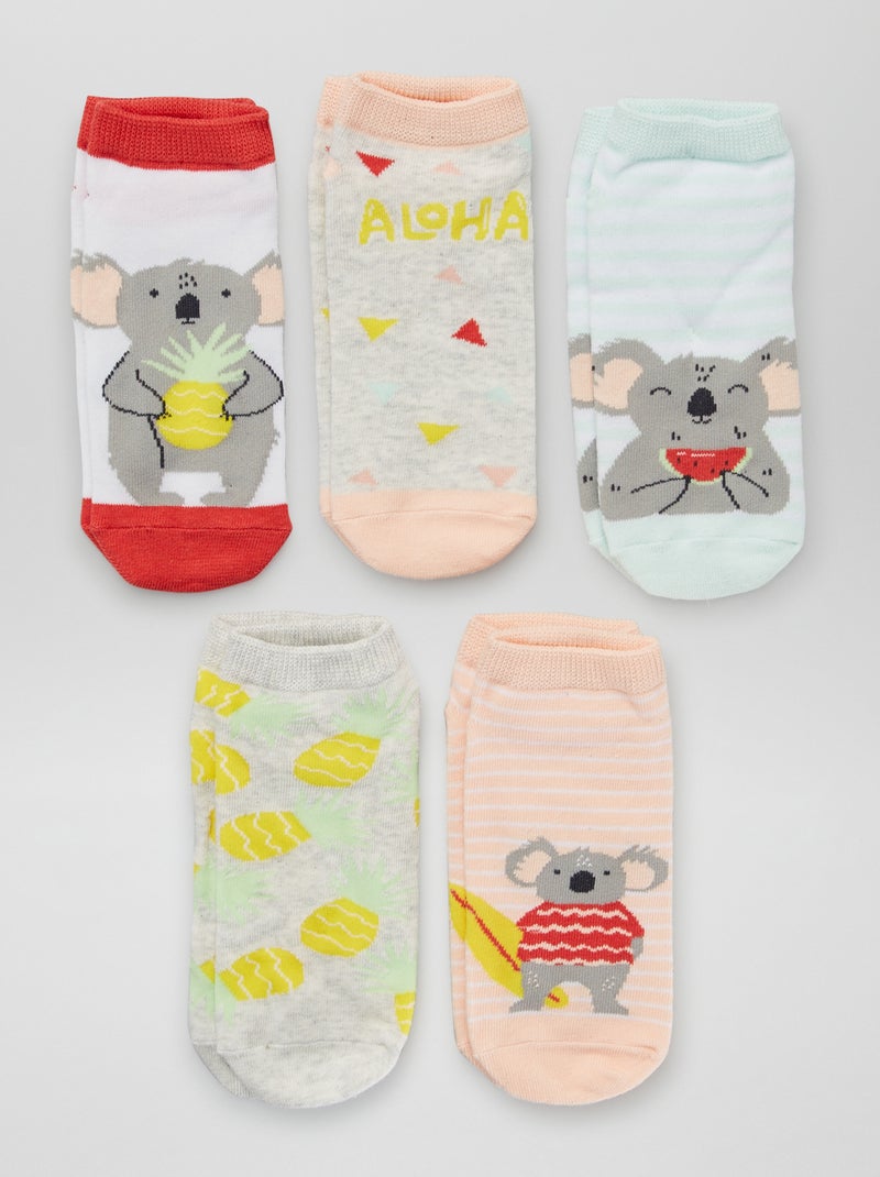 5 paires de chaussettes imprimées fantaisies Blanc - Kiabi