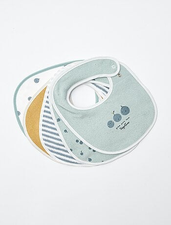 5 slabbetjes met leuke prints en drukknoopsluiting