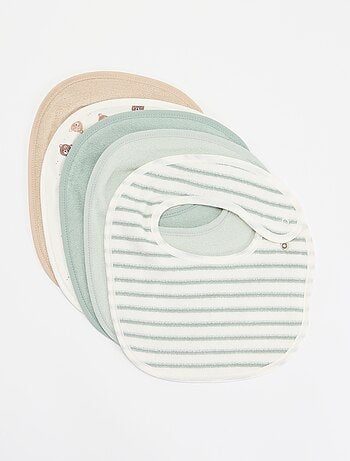 5 slabbetjes met leuke prints en drukknoopsluiting