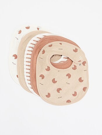 5 slabbetjes met leuke prints en drukknoopsluiting