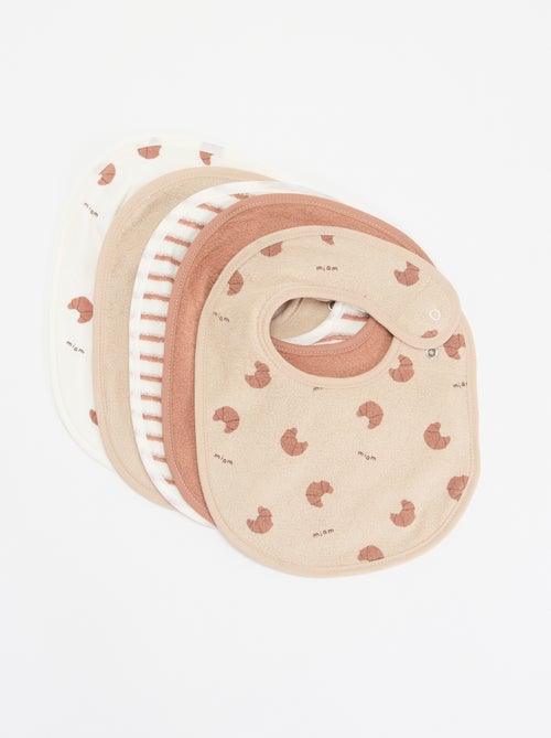 5 slabbetjes met leuke prints en drukknoopsluiting - Kiabi