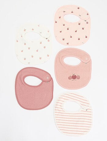 5 slabbetjes met leuke prints en drukknoopsluiting