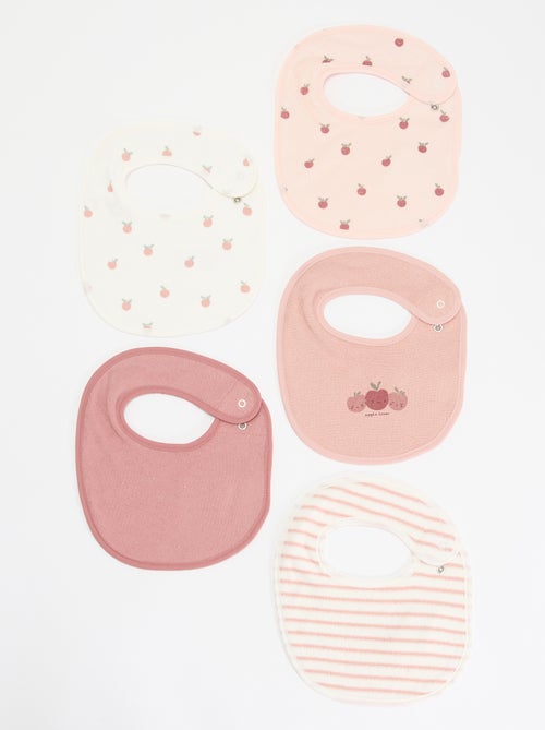 5 slabbetjes met leuke prints en drukknoopsluiting - Kiabi