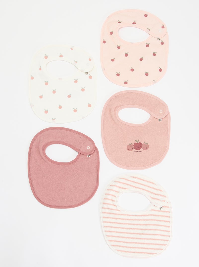 5 slabbetjes met leuke prints en drukknoopsluiting Rose - Kiabi