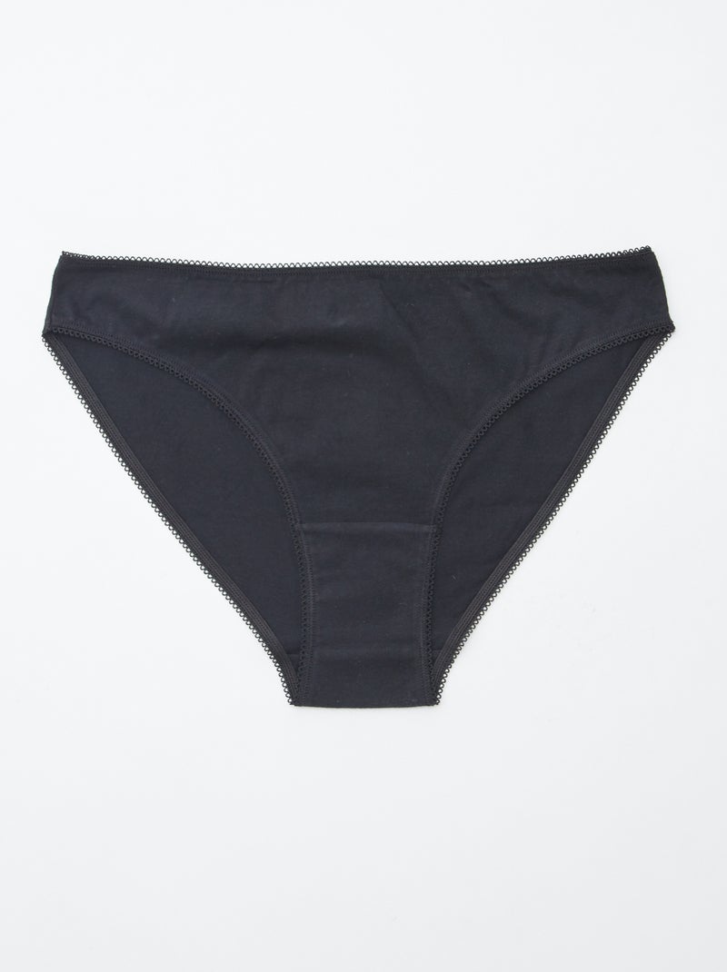 5 slips, effen en met print Bruin - Kiabi