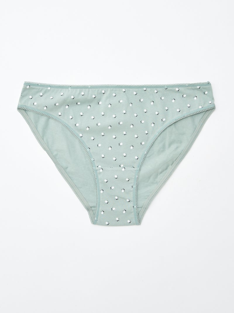 5 slips, effen en met print Wit - Kiabi