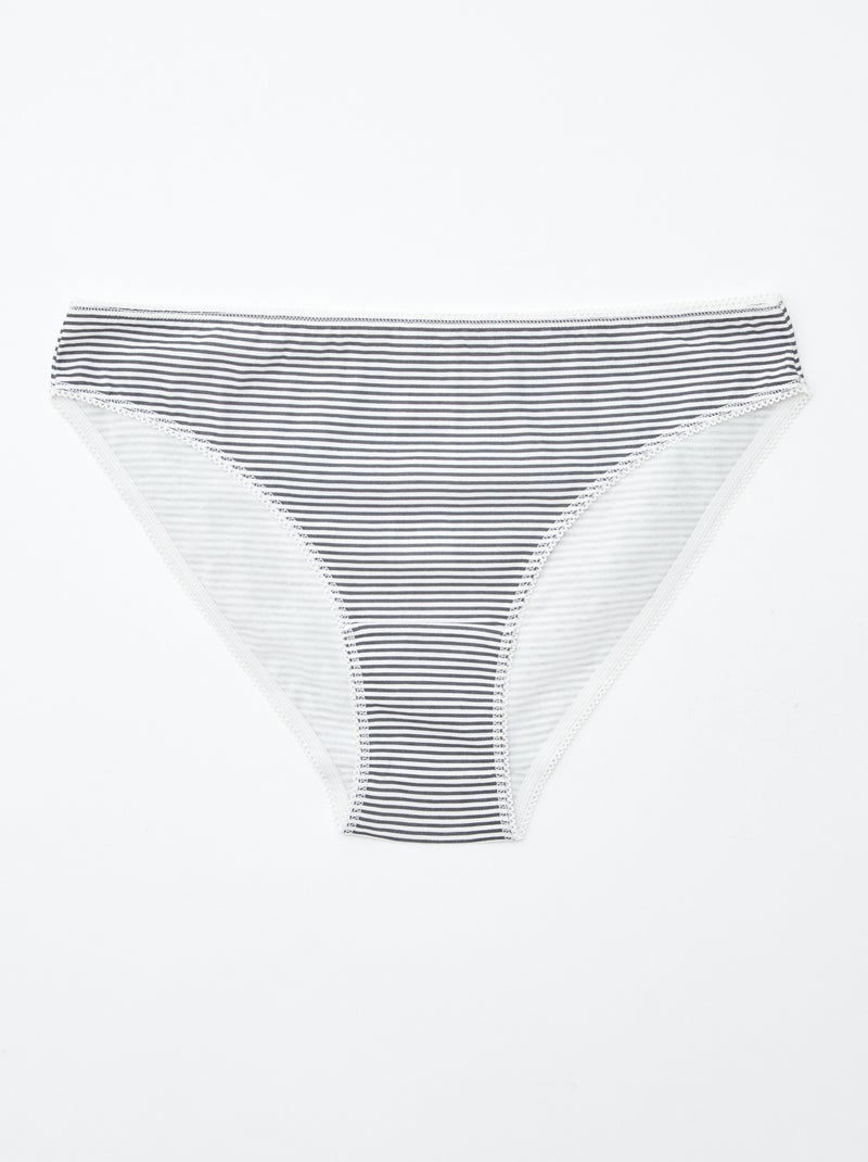 5 slips, effen en met print Wit - Kiabi