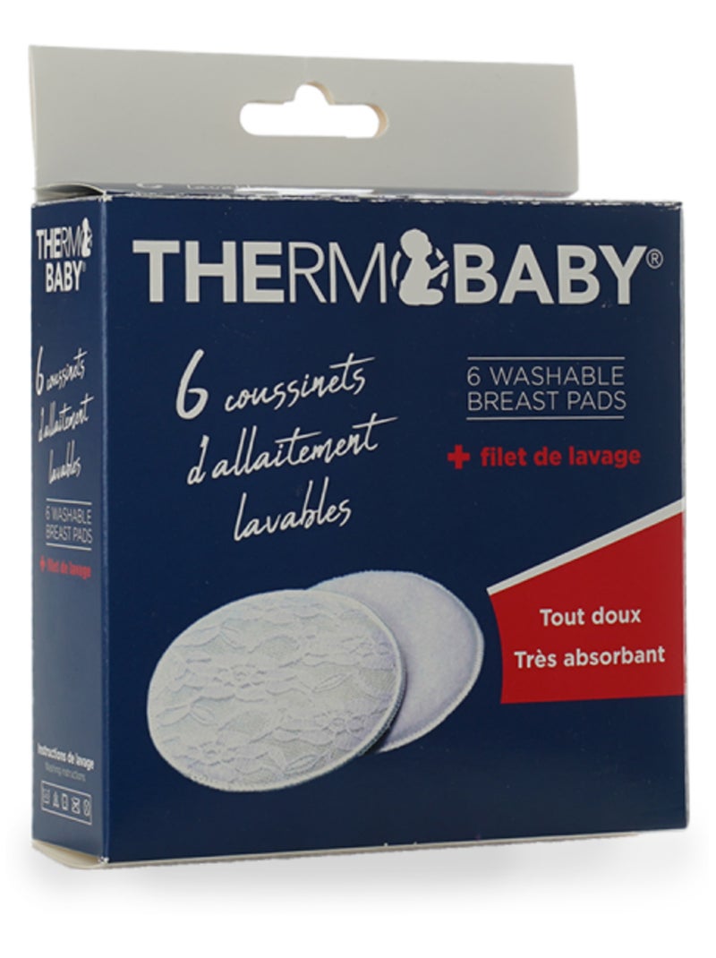 6 coussinets d'allaitement lavables Blanc - Kiabi