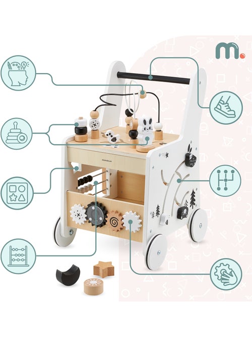 6-in-1 houten loopwagen met educatieve tafel - Kiabi 6-in-1 houten loopwagen met educatieve tafel - Kiabi
