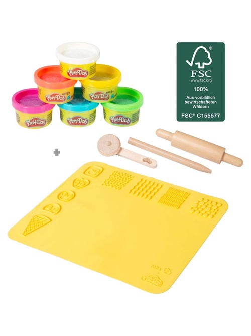 6 potjes boetseerklei + speelmat en accessoires 'roba x Play-Doh' - Kiabi