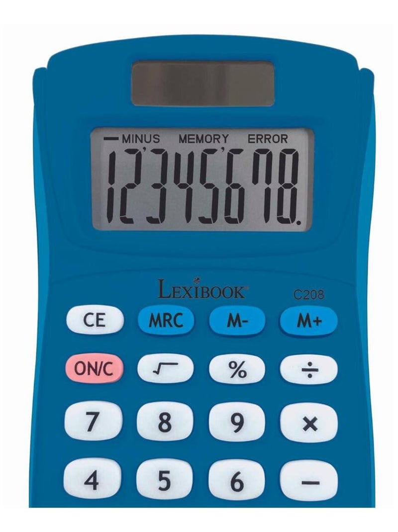 8-cijferige blue zakrekenmachine met rubberen afwerking Blauw - Kiabi