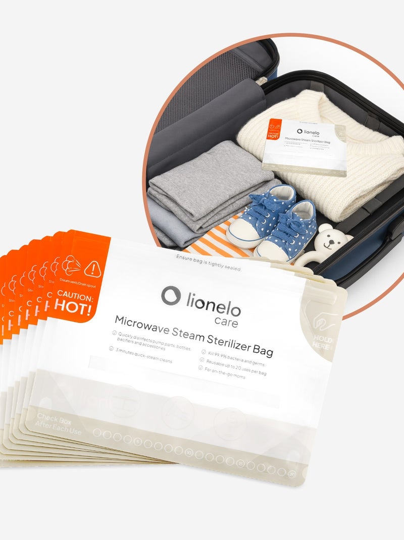 8 x Herbruikbare sterilisatiezakjes LIONELO – Voor de magnetron – Voor babyflessen en accessoires Wit - Kiabi