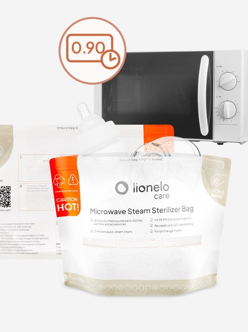 8 x Sachets stérilisateurs réutilisables LIONELO - Au micro-ondes - Pour biberons et accessoires - Kiabi