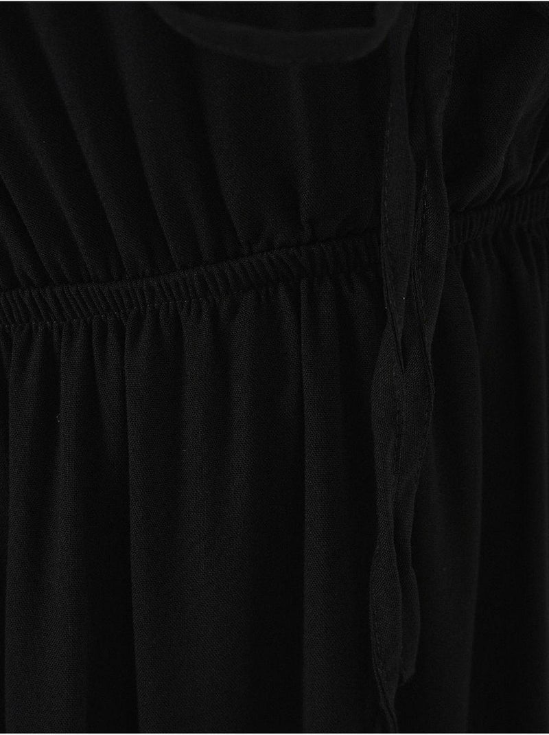 A-vormige aansluitende midi-jurk met v-hals en biesdetail bdart Zwart - Kiabi