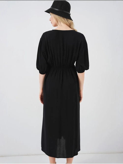 A-vormige aansluitende midi-jurk met v-hals en biesdetail bdart - Kiabi A-vormige aansluitende midi-jurk met v-hals en biesdetail bdart - Kiabi