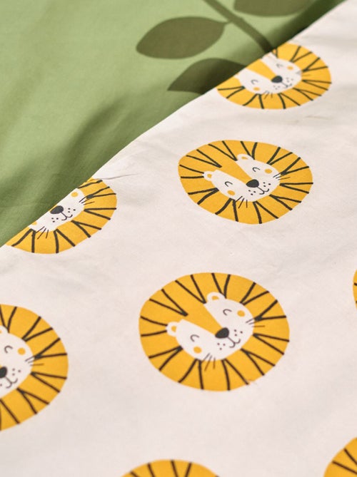 Aan beide zijden te gebruiken dekbedset met leeuwenprint - Voor 1-persoonsbed - Kiabi