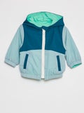 Aan twee zijden te dragen windjack met capuchon BLAUW - Kiabi