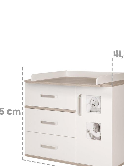 Aankleedcommode met 3 lades en deur en 2 fotolijstjes 'moritz' roba - Kiabi